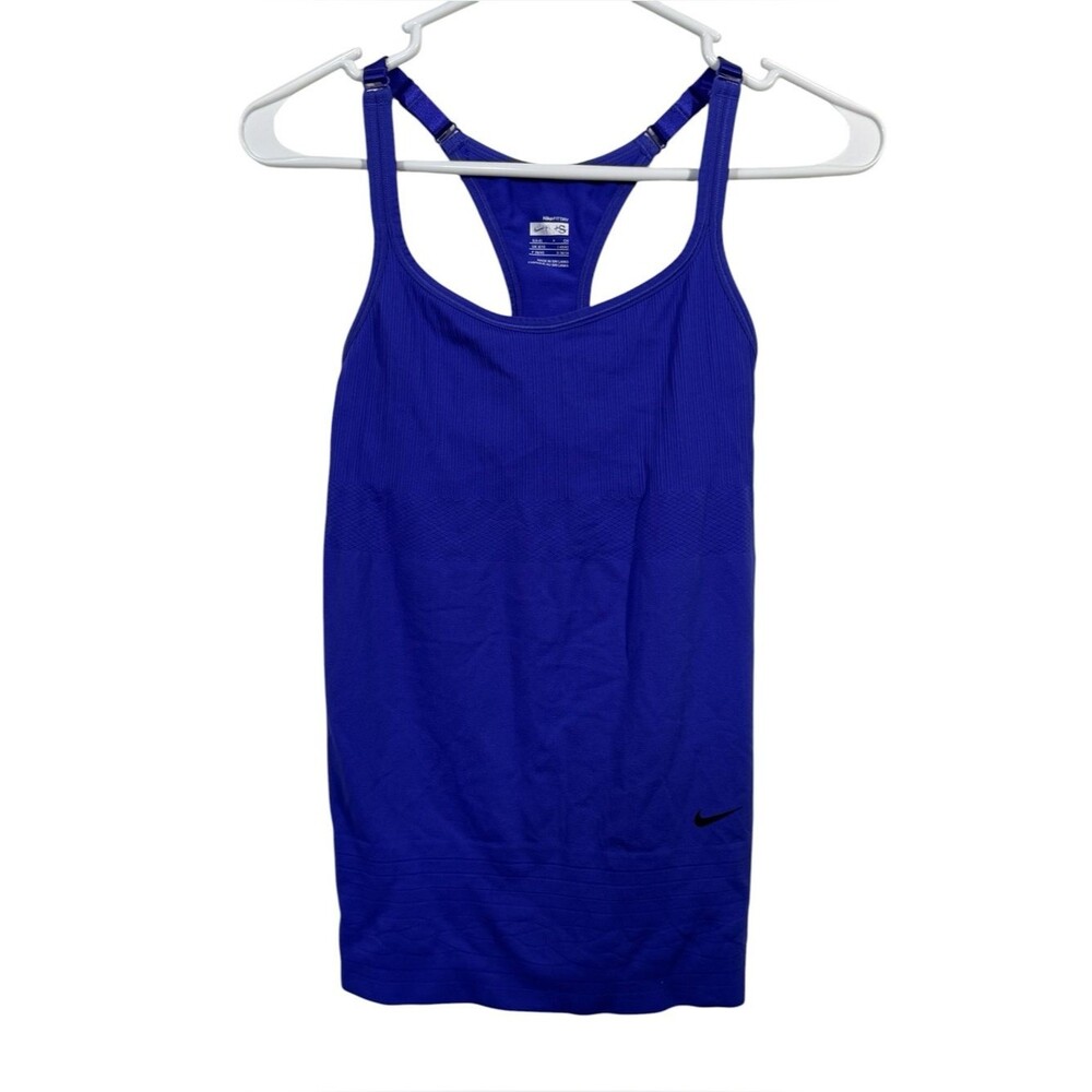 Nike Fit Dry Royal Purple Seamless Activewear Built in Bra Tank Top